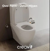 Creavit Mare Duvara Sıfır Kanalsız Klozet + Rezervuar + Duroplast Kapak + Çift Basmalı İç Takım SET - 9