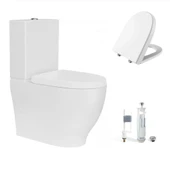 Creavit Mare Duvara Sıfır Kanalsız Klozet + Rezervuar + Duroplast Kapak + Çift Basmalı İç Takım SET - 1