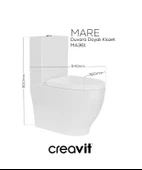 Creavit Mare Duvara Sıfır Kanalsız Klozet + Rezervuar + Duroplast Kapak + Çift Basmalı İç Takım SET - 10