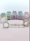 Fiyonk Çantalı Şirin Kız Ayı Tavşan Şeffaf Desenli Bant - Yeşil thumbnail 4