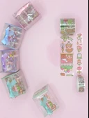 Fiyonk Çantalı Şirin Kız Ayı Tavşan Şeffaf Desenli Bant - Yeşil thumbnail 5