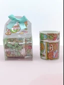 Fiyonk Çantalı Şirin Kız Ayı Tavşan Şeffaf Desenli Bant - Yeşil thumbnail 1