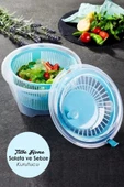 Tilbe Home Salata Kurutucu Meyve Sebze Kurutma Makinesi Kilitli Yeşillik Süzgeci Kollu Çevirmeli Salad Spinner - 1