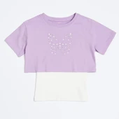 Kelebekli Taşlı Kız Çocuk Crop Set - 3