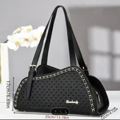 Kadın Siyah Lüks Dokuma Izgara Omuz ve El Çantası - 3