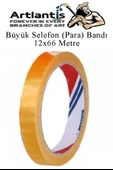12x66 Metre Selefon Bant 1 Adet Büro Bandı Büyük Bant Makinelerine Uyumlu Şeffaf Para Bandı Artlantis Kırtasiye Bandı - 1