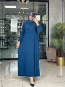 Serpil Elbise-İndigo mavi indigo thumbnail 3