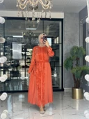 Şeyda Cupra Elbise-Turuncu Turuncu thumbnail 1