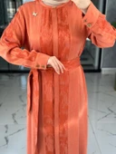 Şeyda Cupra Elbise-Turuncu Turuncu thumbnail 3