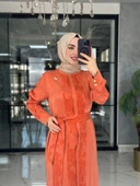 Şeyda Cupra Elbise-Turuncu Turuncu thumbnail 5