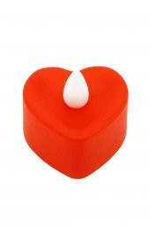 24 lü Saat Pilli Kalp Tealight Kırmızı Mum - 1