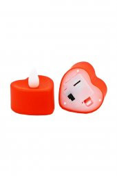 24 lü Saat Pilli Kalp Tealight Kırmızı Mum - 2