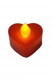 24 lü Saat Pilli Kalp Tealight Kırmızı Mum - 3