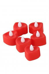 24 lü Saat Pilli Kalp Tealight Kırmızı Mum - 4