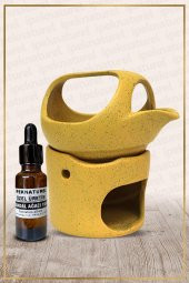 İbrik Temalı Sarı Seramik Buhurdanlık & Özel Üretim Sandal Yağı Setli - 1