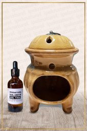 Tandır Temalı Sarı Buhurdanlık & Özel Üretim Gül Yağı Setli - 2