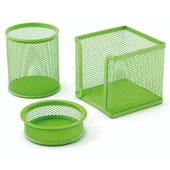 Mas Masa Seti Ataşlık-Kağıtlık-Kalemlik 3 LÜ Metal Perforeli Yeşil 505 - 1