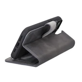 Apple iPhone 14 Uyumlu Deri Cüzdanlı Kılıf MWWN VS4EF Gri - 2