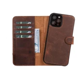 Apple iPhone 11 Pro Max Uyumlu Deri Cüzdanlı Kılıf RFID G2 Kahve - 1