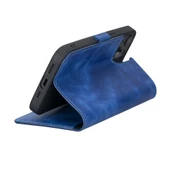 Apple iPhone 13 Uyumlu Deri Cüzdanlı Kılıf Okyanus Mavi - 5