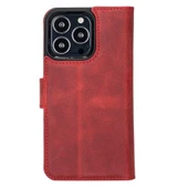 Apple iPhone 13 Pro Uyumlu Deri Cüzdanlı Kılıf Liluri G4 Kırmızı - 5