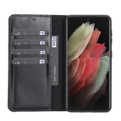 Samsung Galaxy S21 Plus Uyumlu Deri Cüzdanlı Kılıf RST1 Siyah - 3