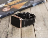 Apple Watch Uyumlu Deri Kordon 42-44-45mm NM4-AS1 Siyah - 2