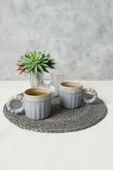 Keramika Shizen Gri İnci Kulplu Senta Kupa 8 Cm 2 Adet 613 - 2