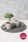 Keramika Shizen Gri İnci Kulplu Senta Kupa 8 Cm 2 Adet 613 - 1