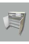 ADIM EBATLAMA Çok Amaçlı Dolap, Çekmeceli,2 Kapaklı, Mutfak Dolabı, Kahve Köşesi Beyaz, altın 80 CM - 3