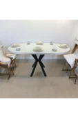 ADIM EBATLAMA Oval Yemek Masası 6 Kişilik 160 x 90 BEYAZ - 3