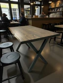 ADIM EBATLAMA Cafe Masa Köknar Kütük Masa X Ayak Siyah thumbnail 2