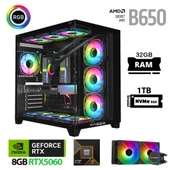 Xaser Lexus x640 Ryzen 7 7800X3D 32GB Ram 1TB M.2 NVMe SSD 8GB RTX5060 Sıvı Soğutmalı Oyuncu Bilgisayarı thumbnail 1