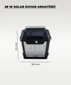 28W Dekoratif Çift Ampullü Solar Aplik 3200K Sarı Işık - 3
