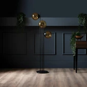 Fera 3 Glop Cam Başlıklı Siyah Lambader - 2