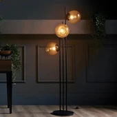 Fera 3 Glop Cam Başlıklı Siyah Lambader - 4