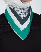 Filistin Bayrak Renkleri Çerçeveli Filistin Kefiye Desenli  Küçük Fular 45*45 Unisex S100029 - 5