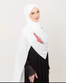 Polyster Beyaz Rengi Şal Filistin Haritası Karpuz Renkler İle Nakışlı S100031 - 3