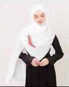 Polyster Beyaz Rengi Şal Filistin Haritası Karpuz Renkler İle Nakışlı S100031 - 1