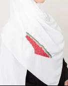 Polyster Beyaz Rengi Şal Filistin Haritası Karpuz Renkler İle Nakışlı S100031 - 5
