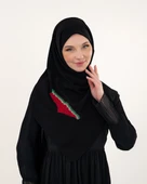Polyster Siyah Rengi Şal Filistin Haritası Karpuz Renkler İle Nakışlı S100033 - 2