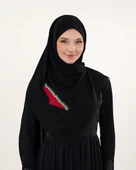 Polyster Siyah Rengi Şal Filistin Haritası Karpuz Renkler İle Nakışlı S100033 - 1