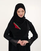 Polyster Siyah Rengi Şal Filistin Haritası Karpuz Renkler İle Nakışlı S100033 - 3