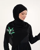 Polyster Siyah Rengi Şal Filistin Zaytin Dalı Renkli Nakışlı S100034 - 5