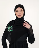 Polyster Siyah Rengi Şal Filistin Zaytin Dalı Renkli Nakışlı S100034 - 2