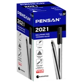 Pensan Tükenmez Kalem (50 Lİ ) Üçgen Gövdeli Şeffaf Siyah 2021 thumbnail 2