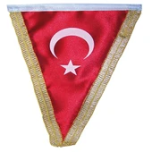 Vatan Masa Bayrağı Türk Üçgen Simli 15x22.5 VT203   ( 10 adet ) - 1