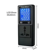 Ayt Powermaster PM-26400 Volt Amper Watt Hz Güç Ölçer Dijital Ekranlı Powermeter Universal Priz Tip - 3