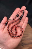 Şeffaf Renk Şükrü Baba İmzalı Küre Ateş Kehribar Tesbih - 2