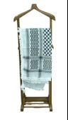 120 x 120 Cm Siyah Kareli Çizgili Filistin Kefiye Eşarp Püsküllü Filistin Puşesi 160 g  S300010 - 2